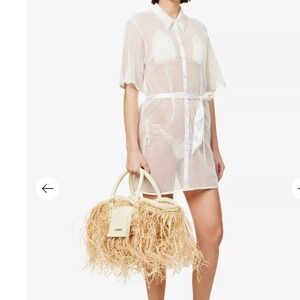 My Beachy Side Sz Sm White Crochet Camilla Satin Beach Coverup‎ NEW Resortwear